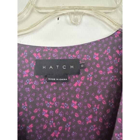 HATCH Maternity Purple Black Long Sleeve Floral The Addison Dress Size 0 - Picture 7 of 8